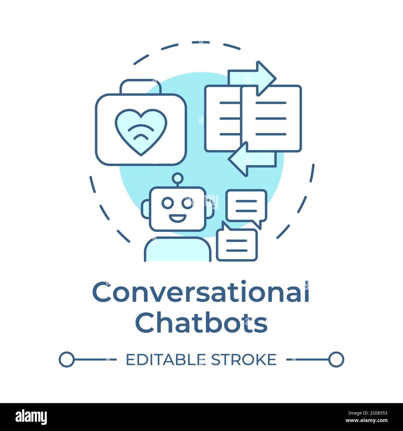 Conversational chatbots soft blue concept icon Stock Vector