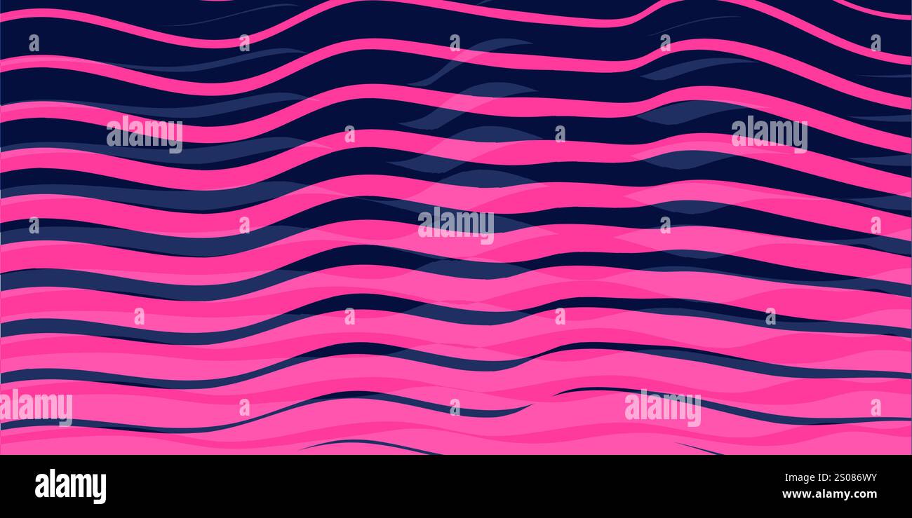 Neon Waves: A Bold Abstract Pattern of Pink and Blue Horizontal Wavy ...
