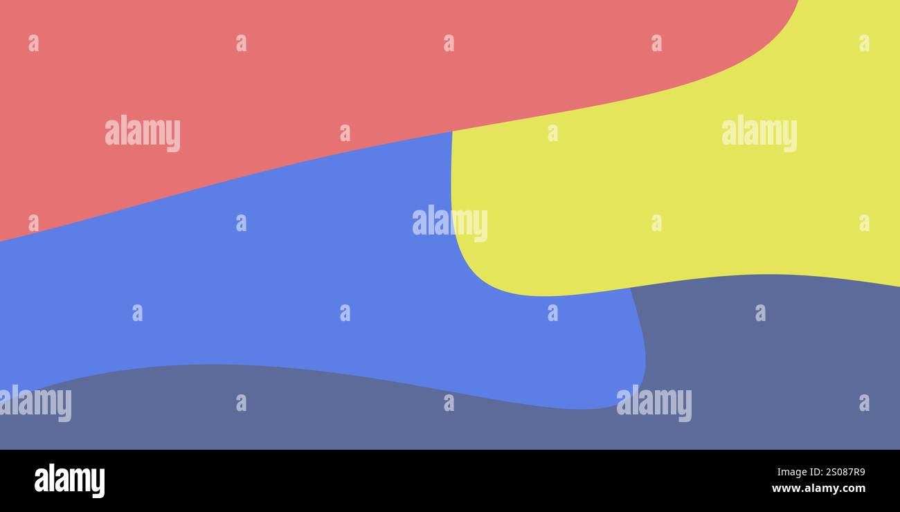 A vivid abstract design featuring flowing waves of yellow, red, and ...