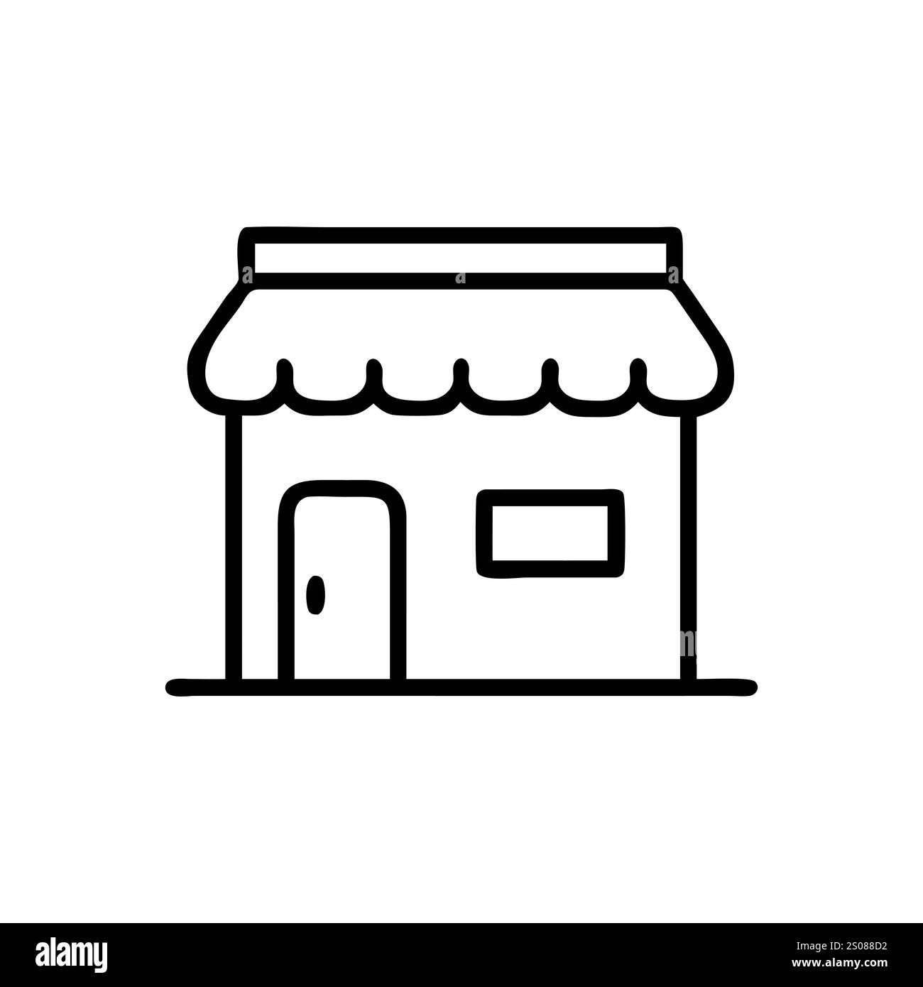 Simple Outline of a Shop Front. Store icon simple line vector. Editable ...