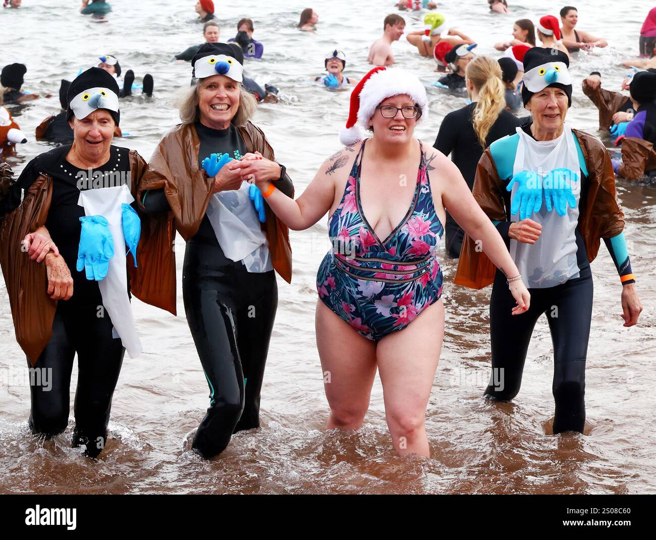 Teignmouth, Devon, UK. 26th December, 2024. Boxing Day dip. Teignmouth