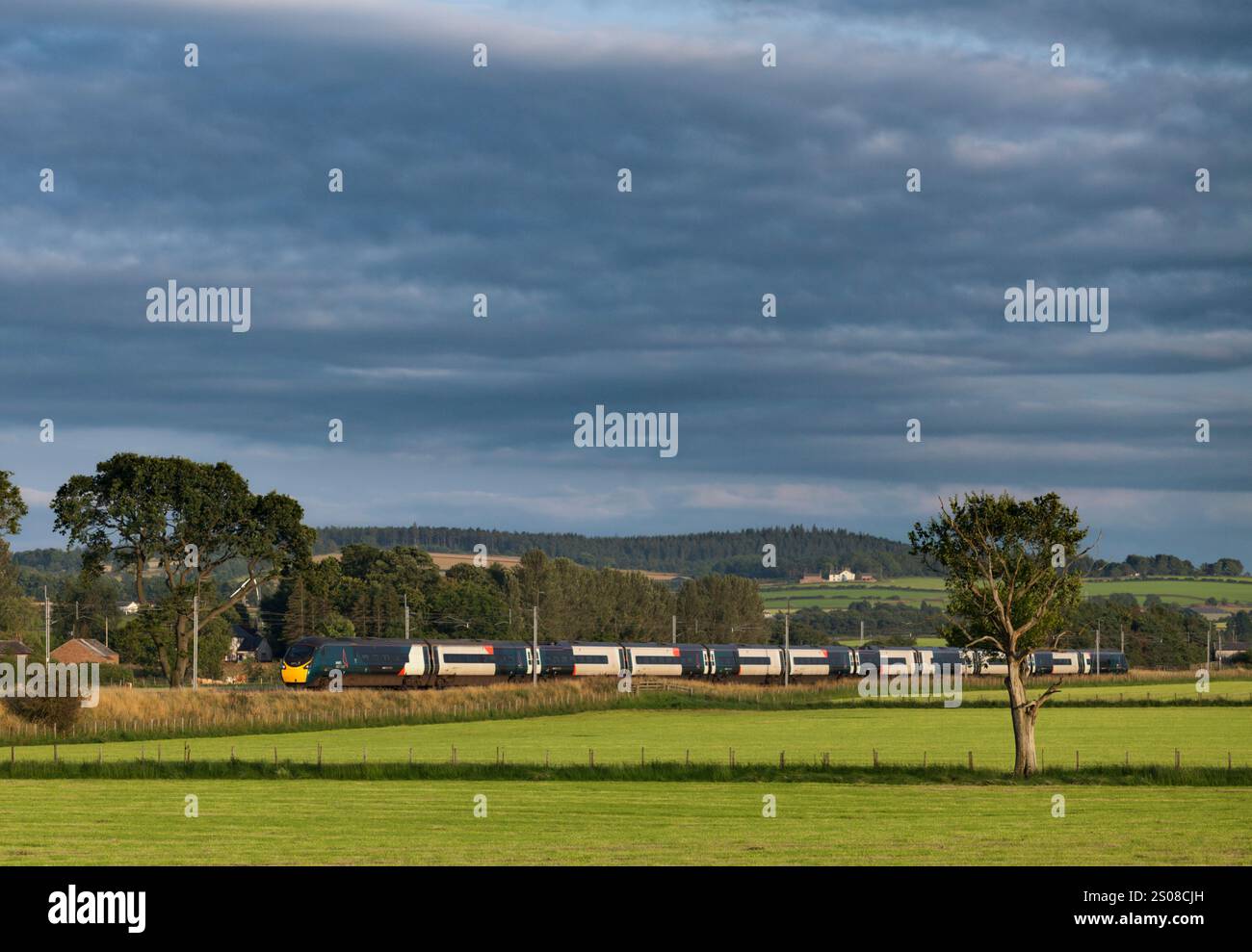 Avanti west coast class 390 Pendolino train passing the countryside at ...