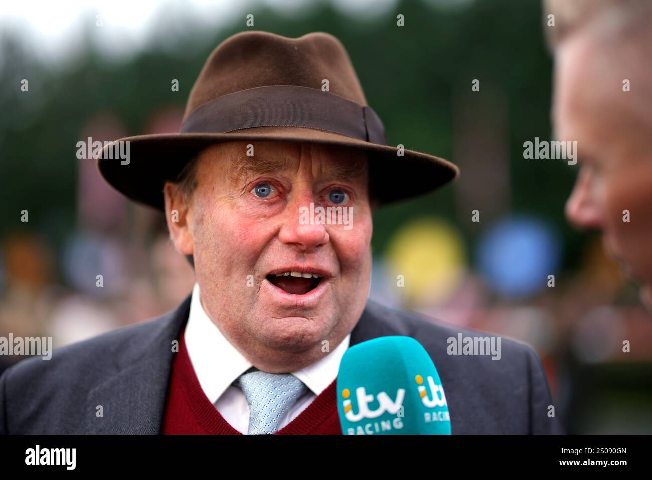 Trainer Nicky Henderson being interviewed by itv Racing on King
