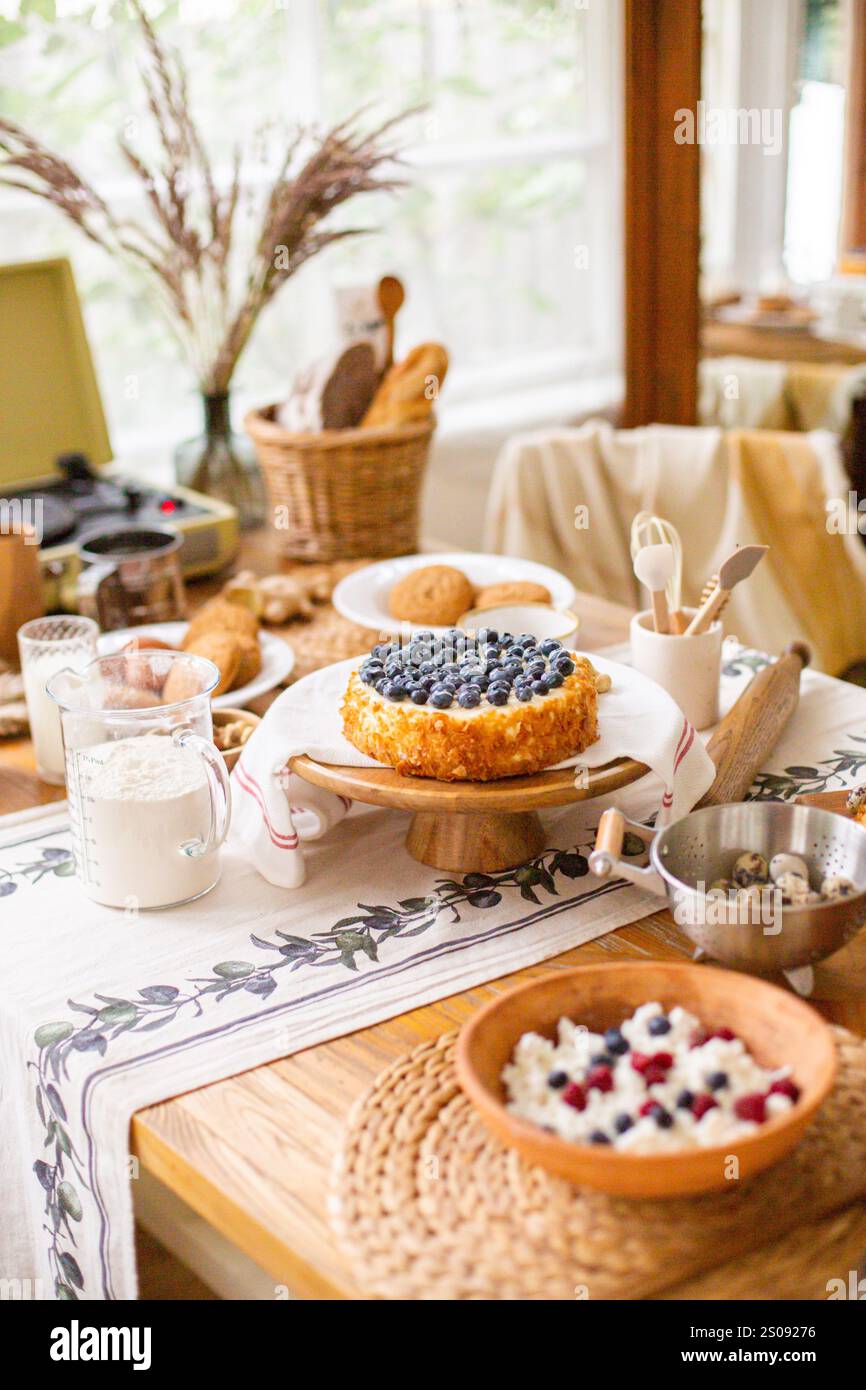 rustic NATURAL eco-friendly food on the decorated table. High quality ...