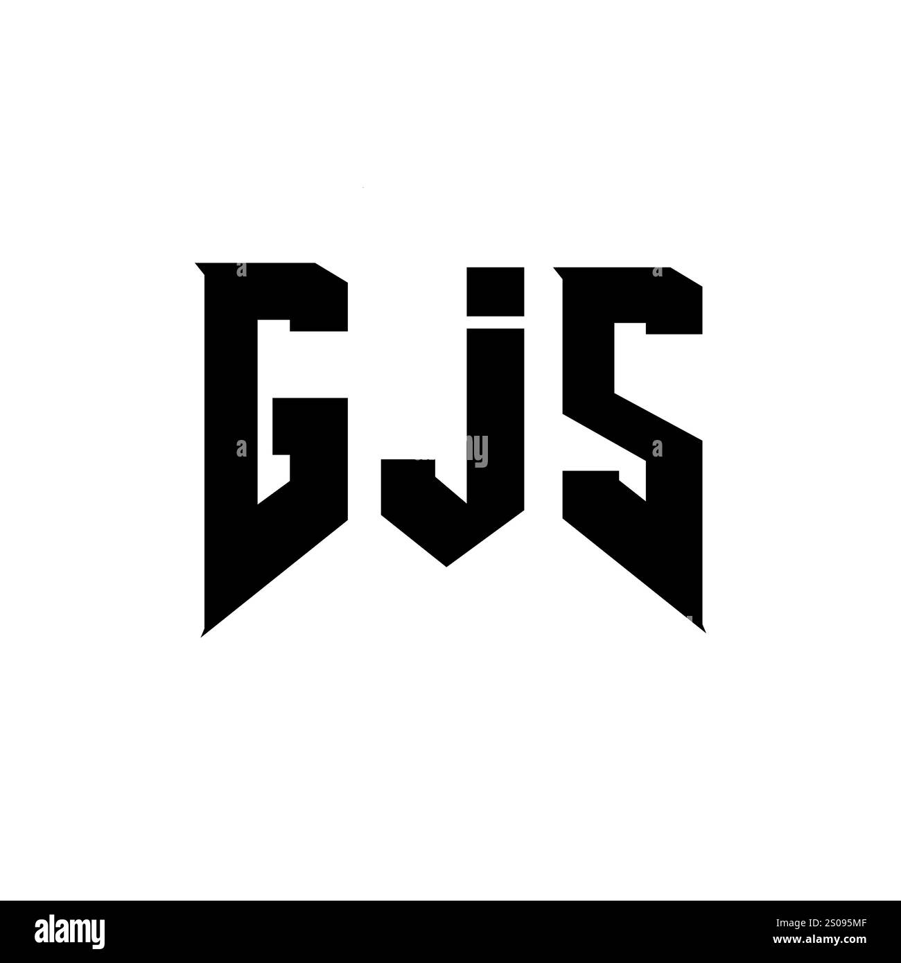 GJS letter logo design for technology company. GJS logo design black and white color combination. GJS logo, GJS vector, GJS design, GJS icon, GJS alph Stock Vector