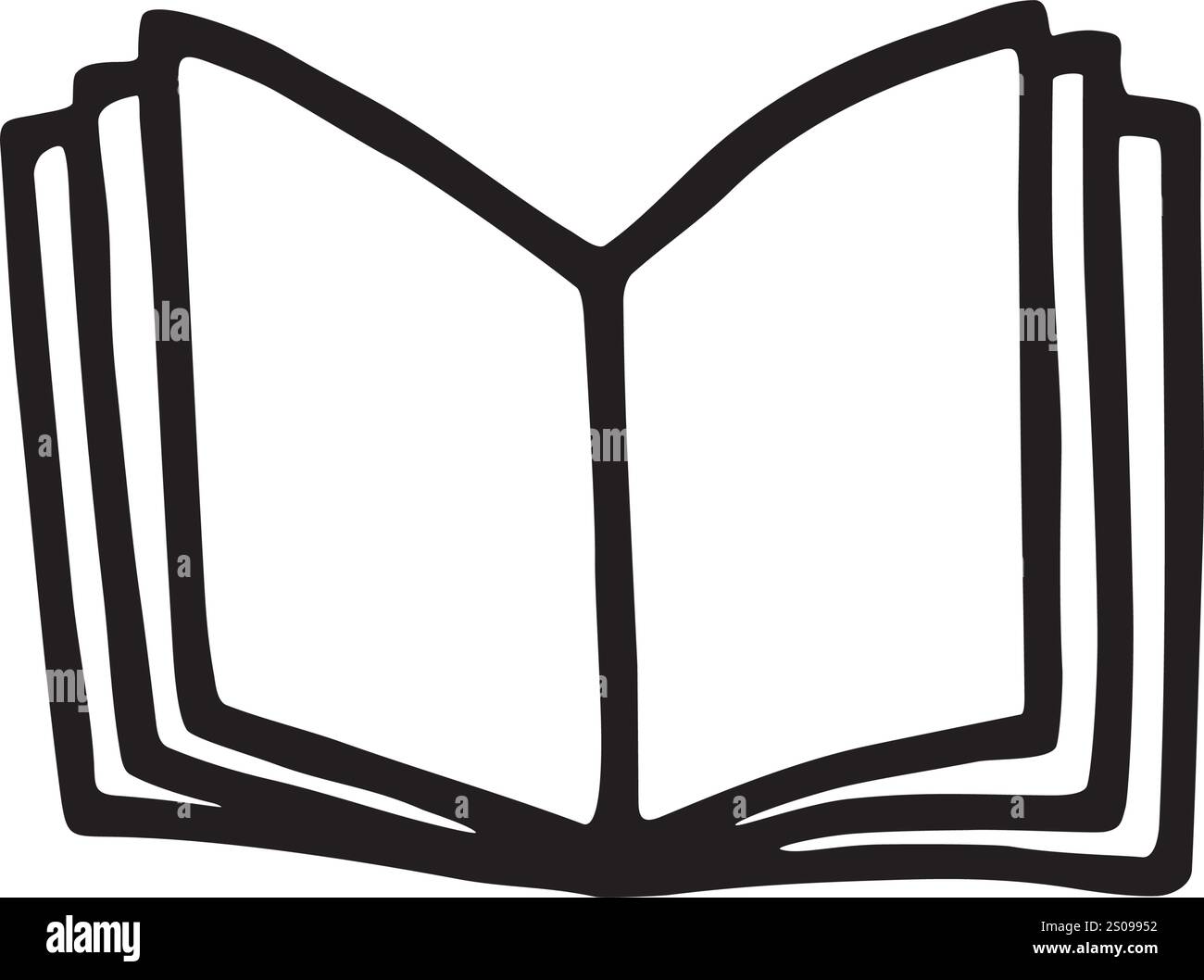 Doodle open book icon hand drawn with black line in freehand style ...