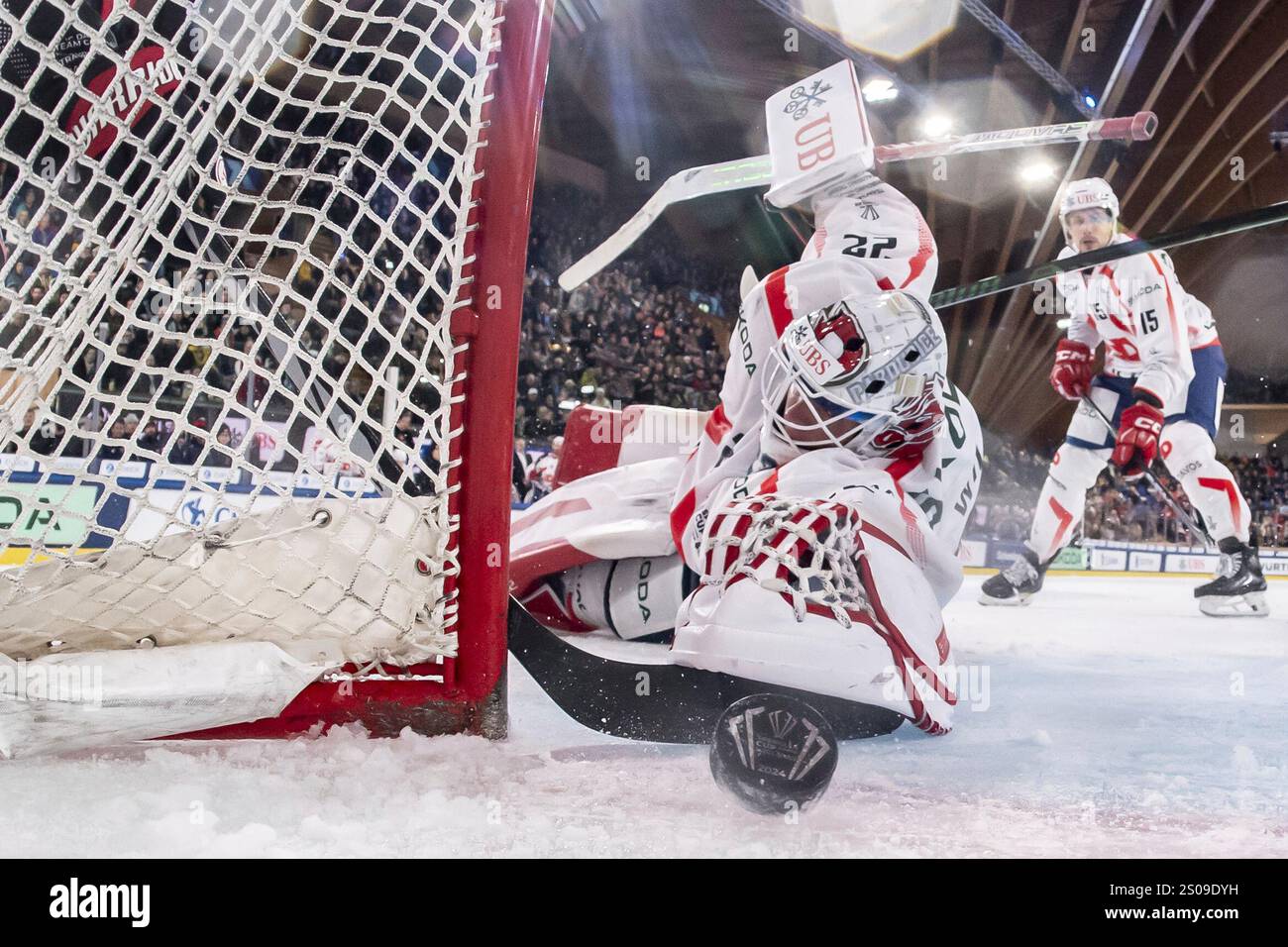 Pardubice's Goalkeeper Will Roman concedes a goal during the game