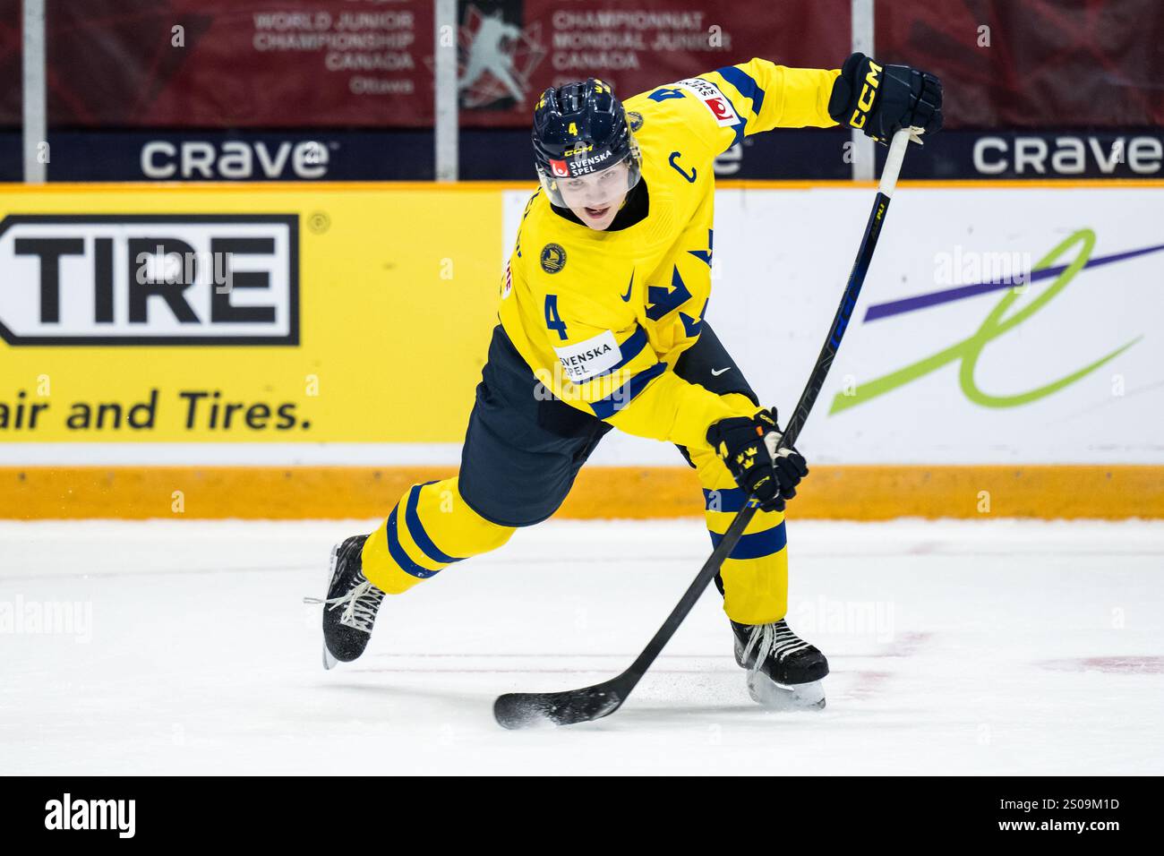 241226 Axel SandinPellikka of Sweden scores 12 during the 2025 IIHF