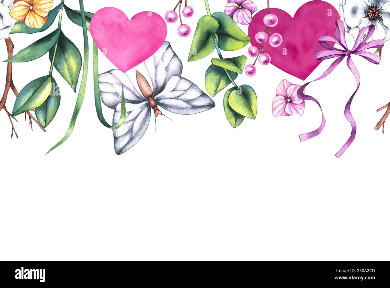 Watercolor Valentine's Day hand drawn illustration Stock Photo - Alamy