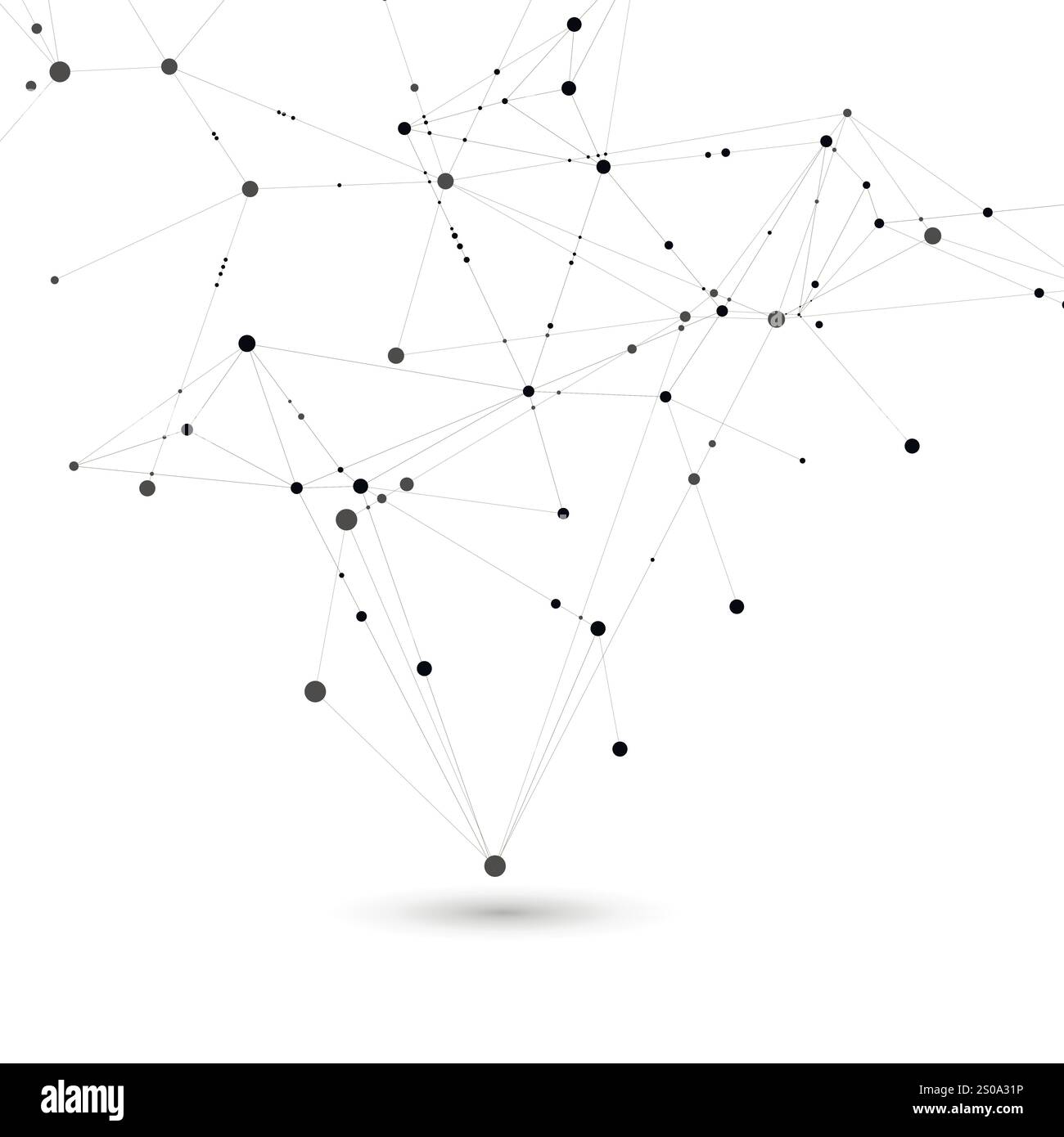 Stylish, polygonal pattern of connected black lines and dots on white background Stock Vector