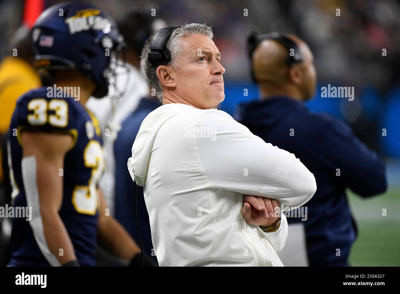 Toledo head coach Jason Candle looks on during the first half of the