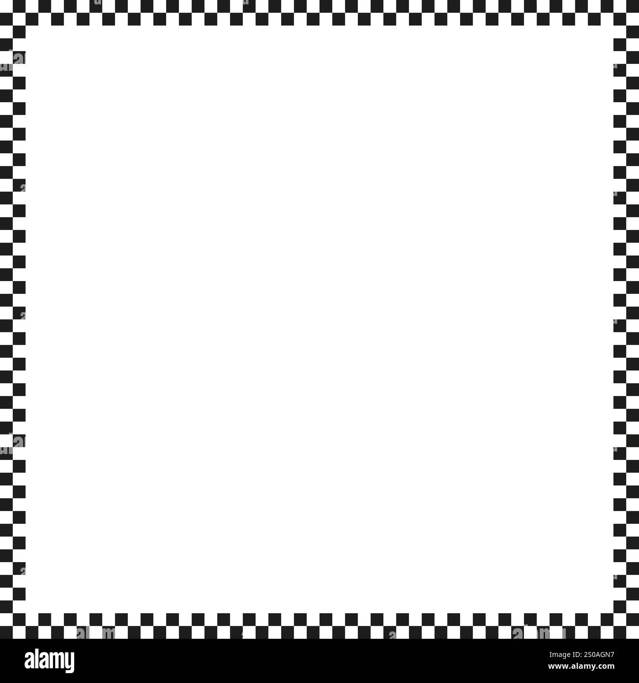 Checkerboard frame vector. Black square border. Monochrome minimalistic shape. Geometric repetitive pattern. Stock Vector