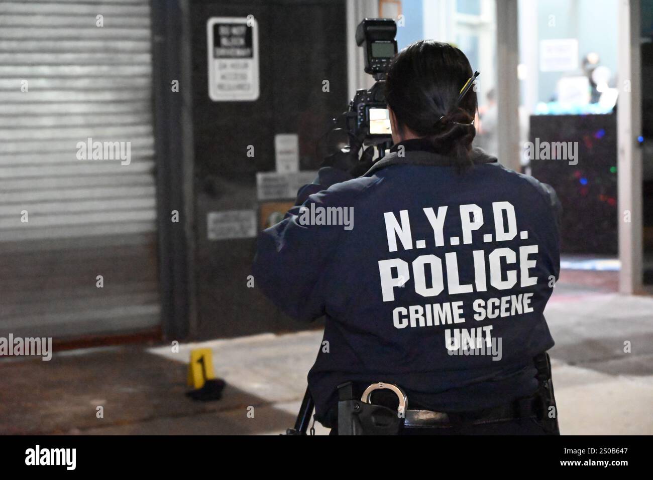 New York City Police Department Crime Scene Investigators at the scene ...