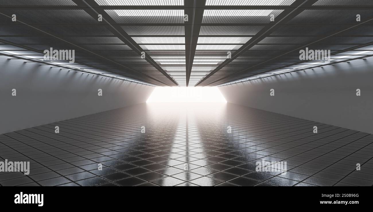 Futuristic Corridor with Bright Light 3d render wallpaper background ...