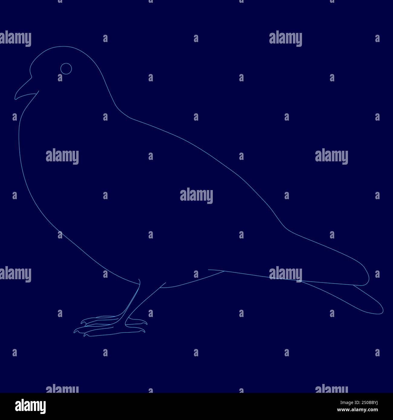 Bird is standing on a blue background. The bird contour Stock Vector ...
