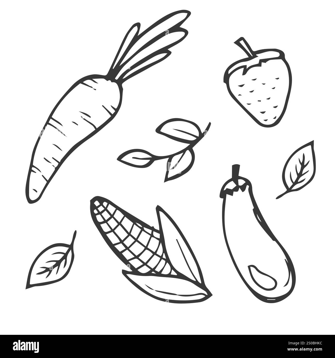 Vegetables doodle set. Hand drawn vector Stock Vector