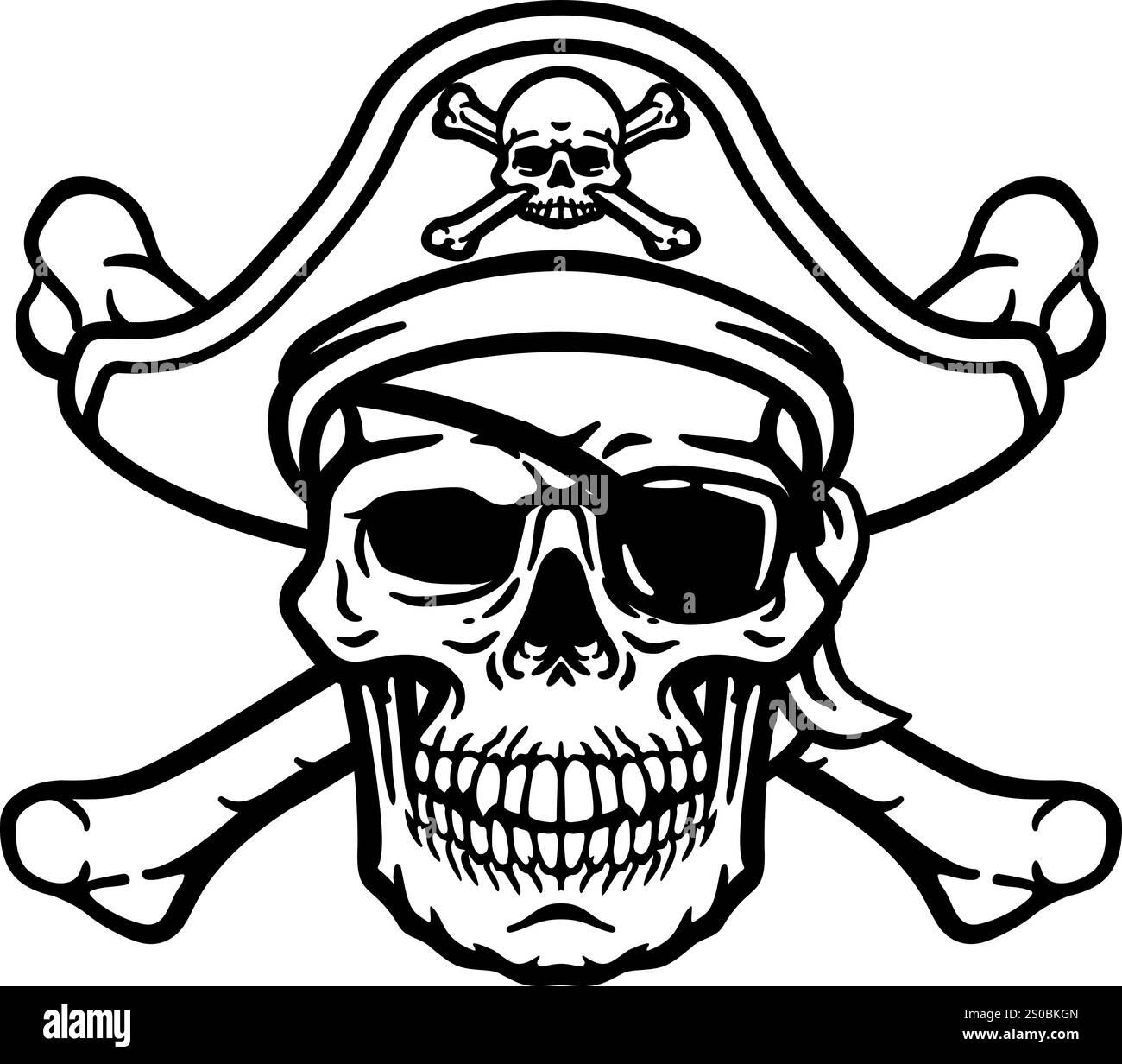 Pirate Hat Skull and Crossbones Cartoon Stock Vector Image & Art - Alamy