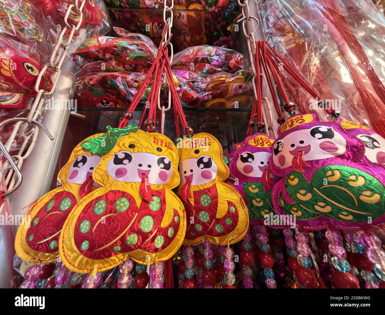 People shop Spring Festival goods at a market in Nanjing City, east