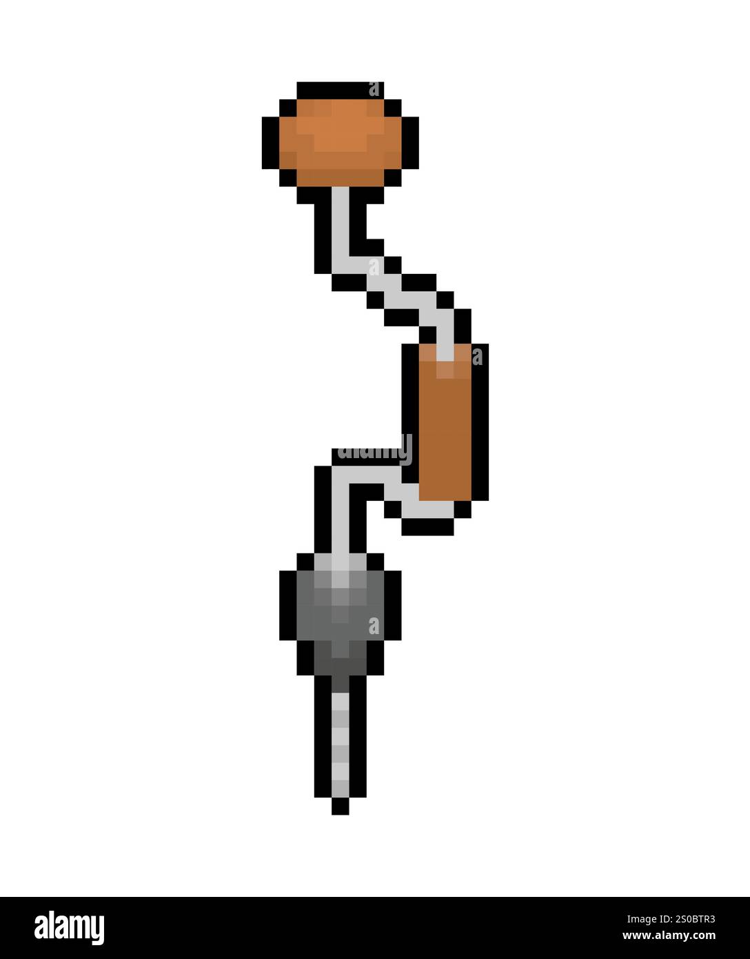 Brace Hand drill pixel art. 8 bit Old Hand Tool Stock Vector