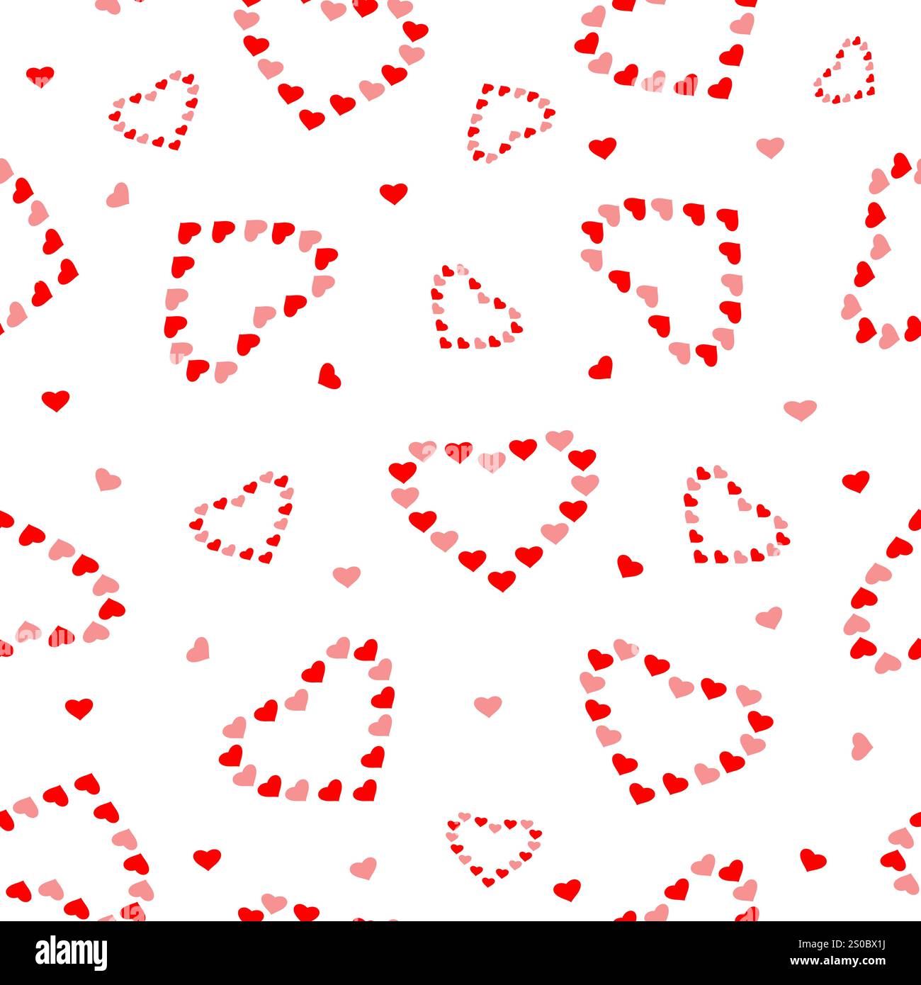 Red heart seamless patterns on a white background create a vibrant and ...