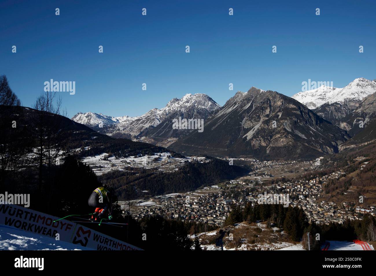 Canada's Cameron Alexander is airborne the course during an alpine ski ...