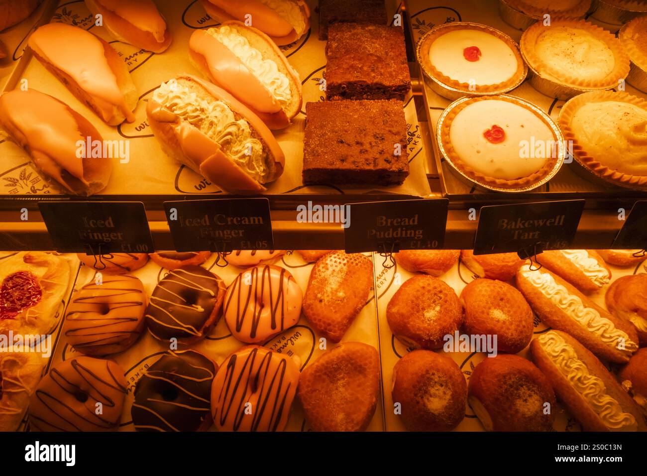 England, Kent, Wingham, Wilmshurst Bakery, Display of Colourful Cakes ...