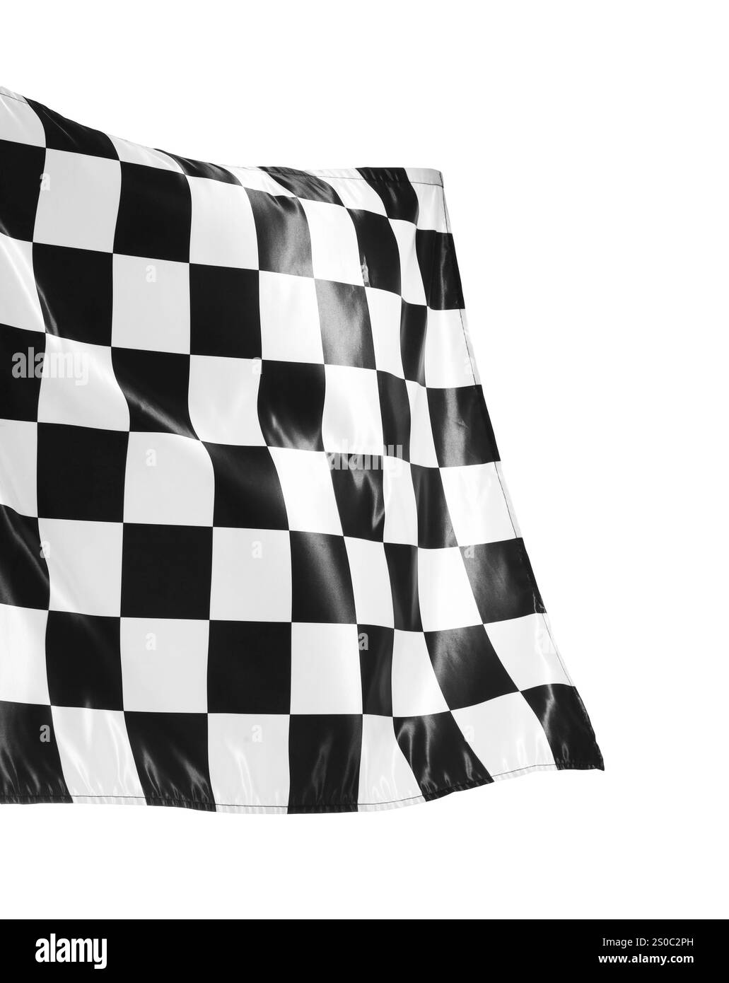 One racing checkered flag isolated on white Stock Photo - Alamy