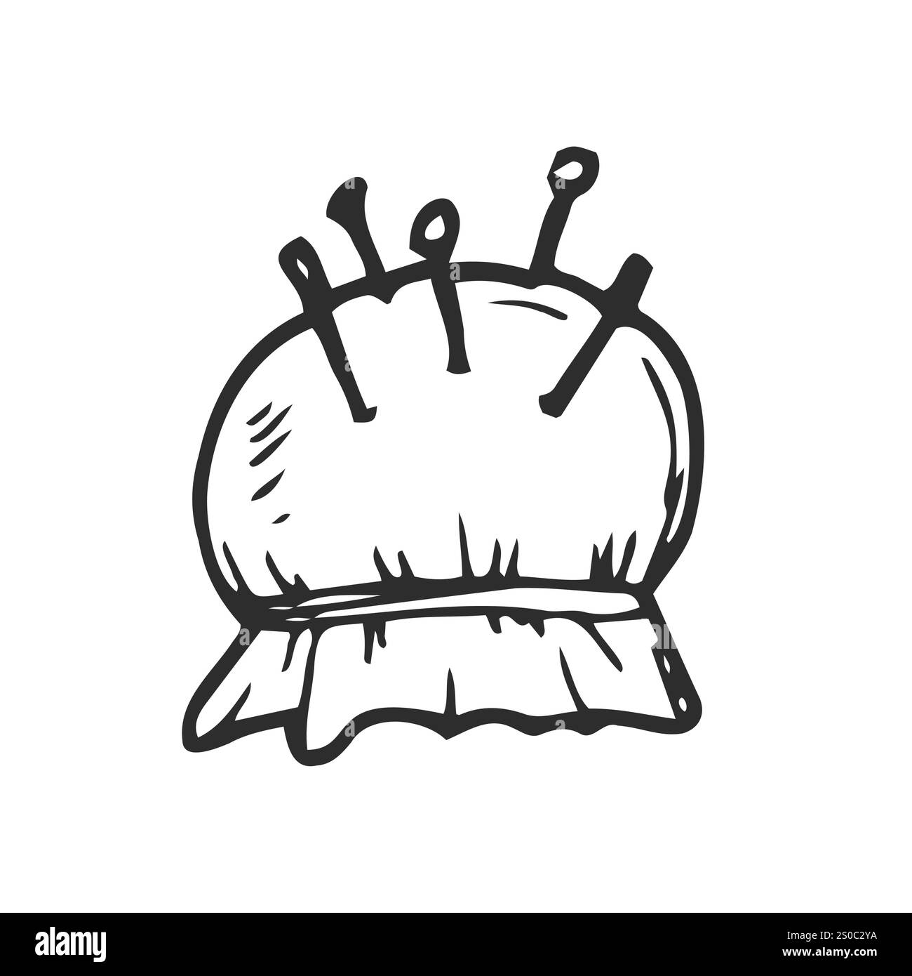 Sewing item needle bed. Vector line Stock Vector