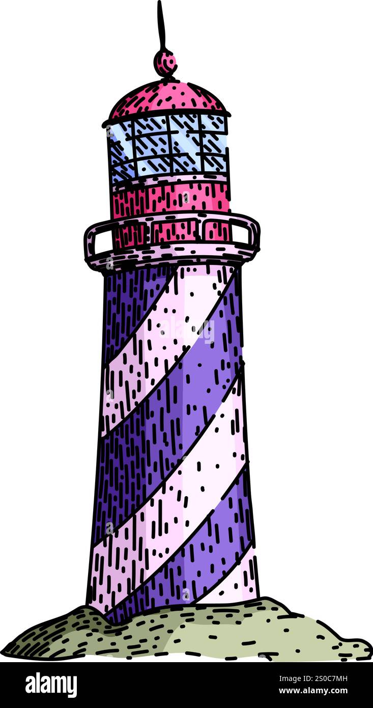 navigation lighthouse sketch hand drawn vector Stock Vector Image & Art ...