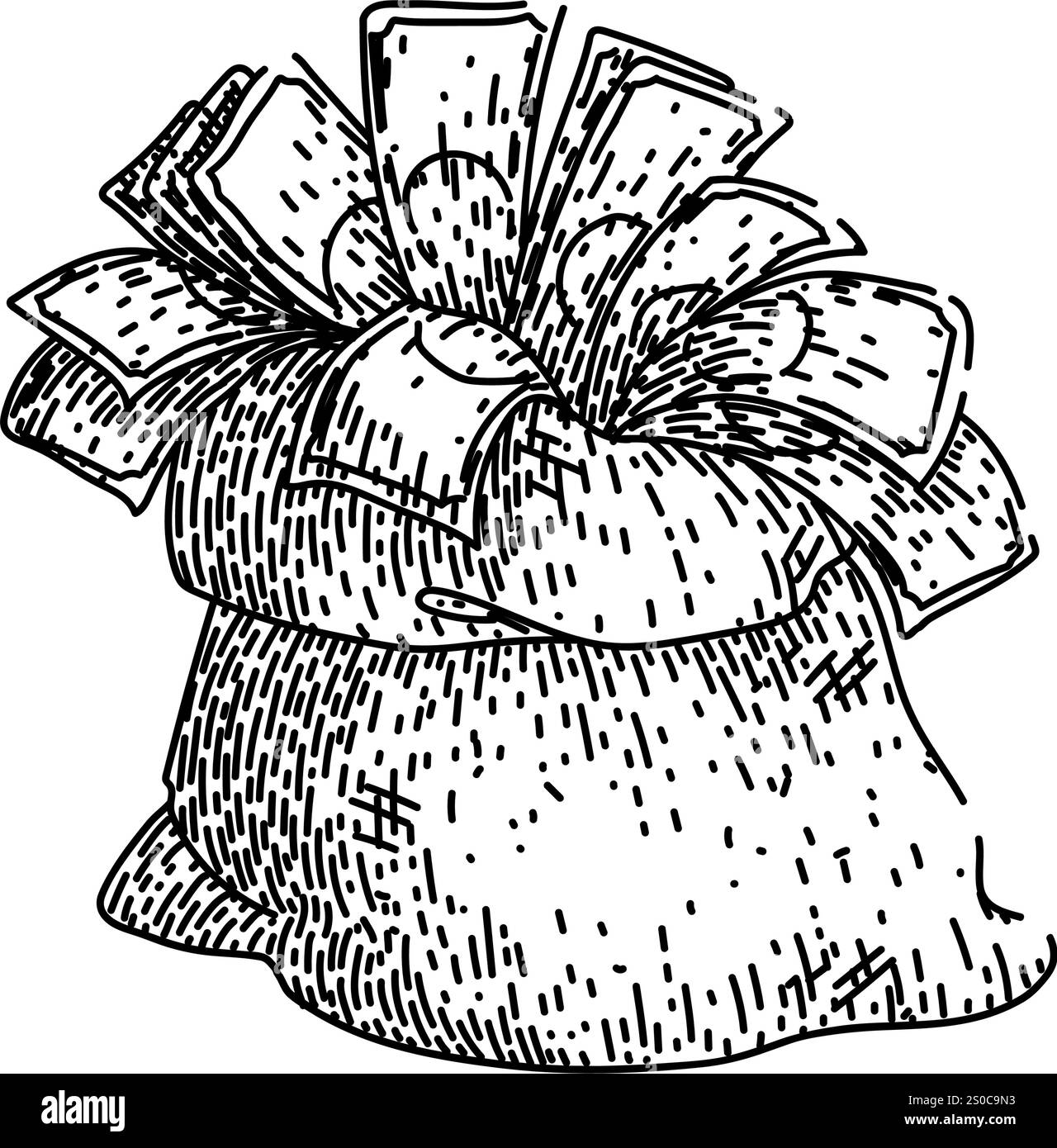 savings money bag sketch hand drawn vector Stock Vector Image & Art - Alamy