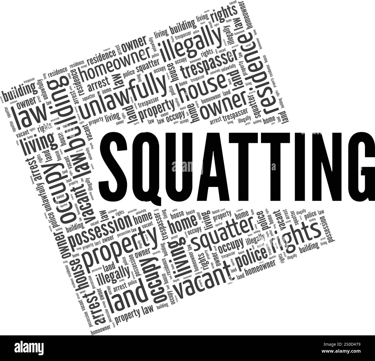 Squatting word cloud conceptual design isolated on white background ...