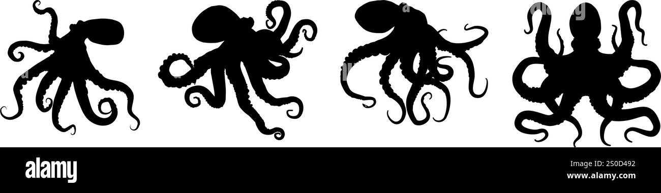 Octopus silhouette - vector illustration Stock Vector Image & Art - Alamy