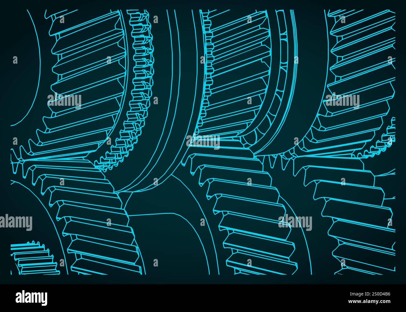 Stylized vector illustration of gearbox mechanisms close up Stock ...