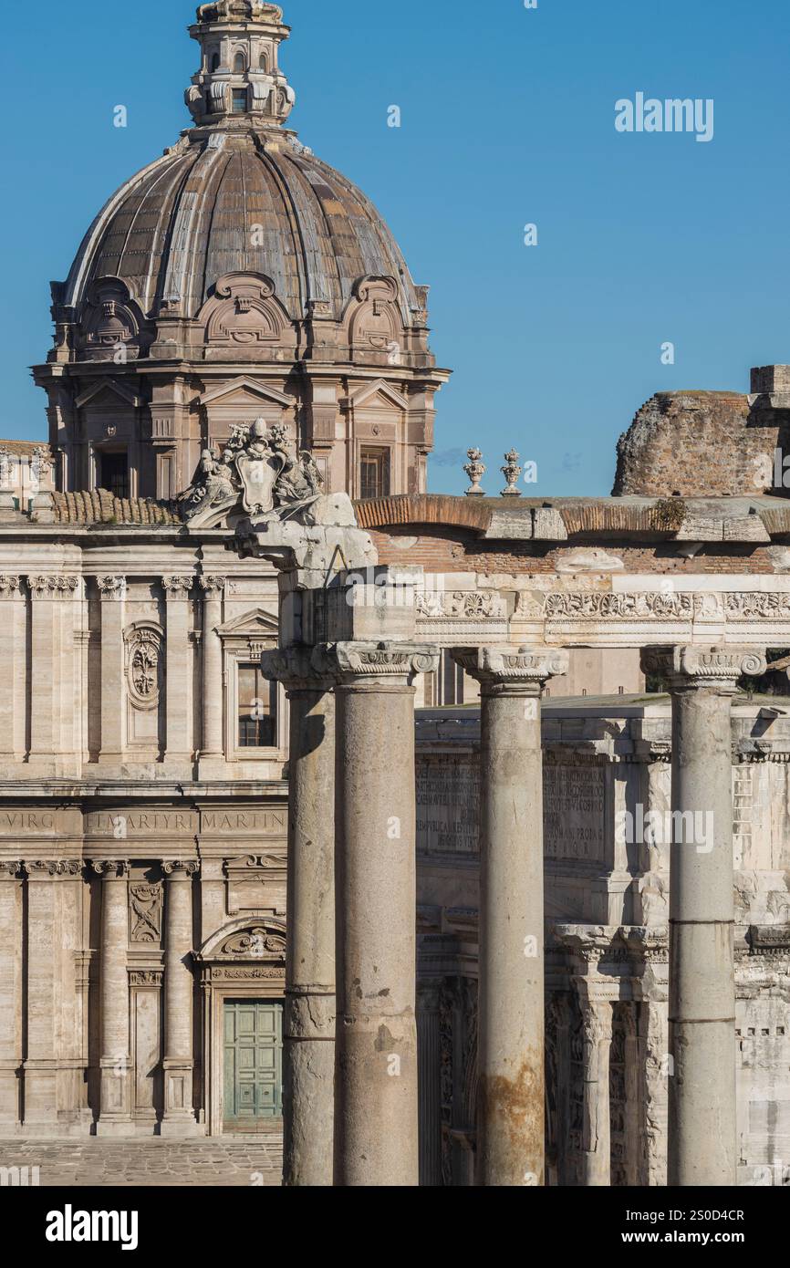 Rectangular Temple Rome Roman Forum monumental archaelogical site. Temples, churches, colosseum ...