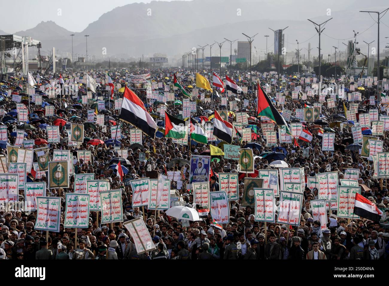 Houthi supporters attend an anti-Israel rally in Sanaa, Yemen, Friday ...