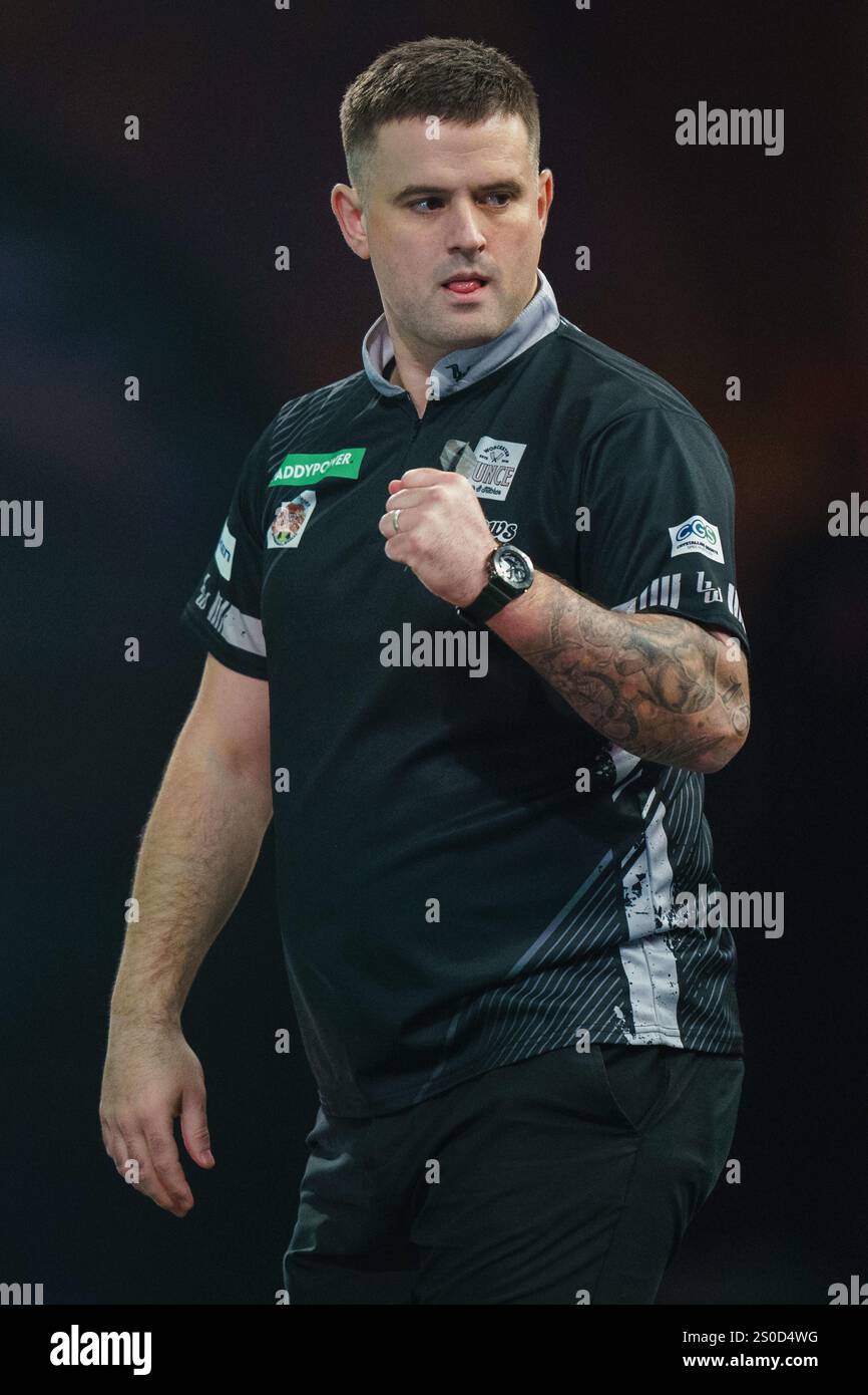 Luke Woodlouse celebrating during the PDC Paddy Power World Darts