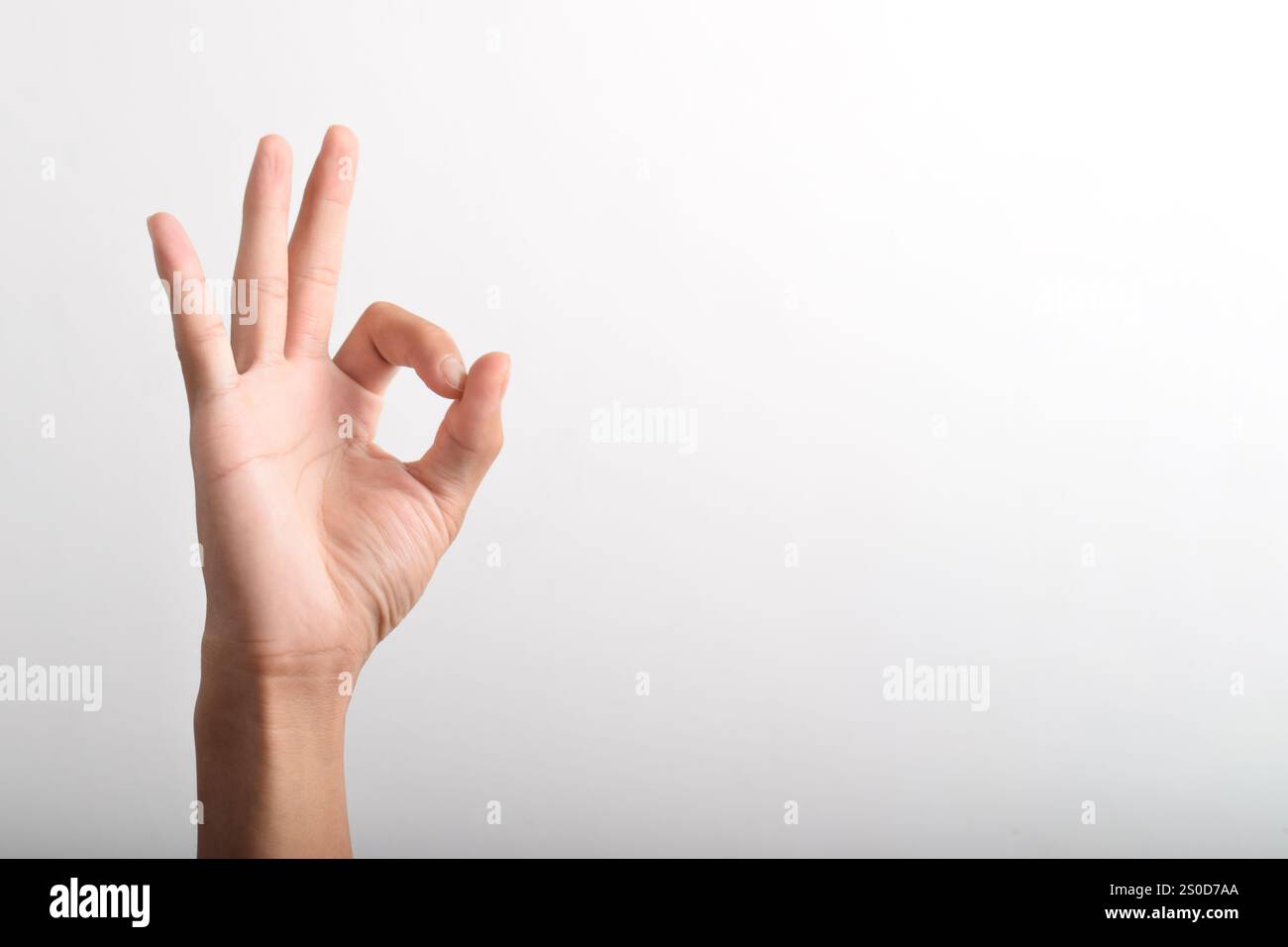 Hand showing the ok gesture isolated on a white background. OK and okay ...
