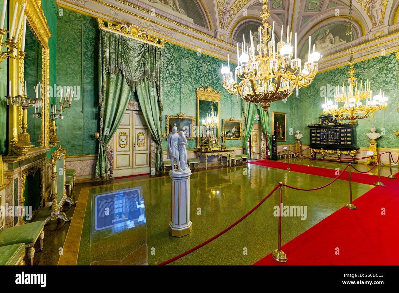 Florence Tuscany Italy. Palazzo Pitti (Pitti Palace) Museum. Palatine Gallery. The Green Room Stock Photo