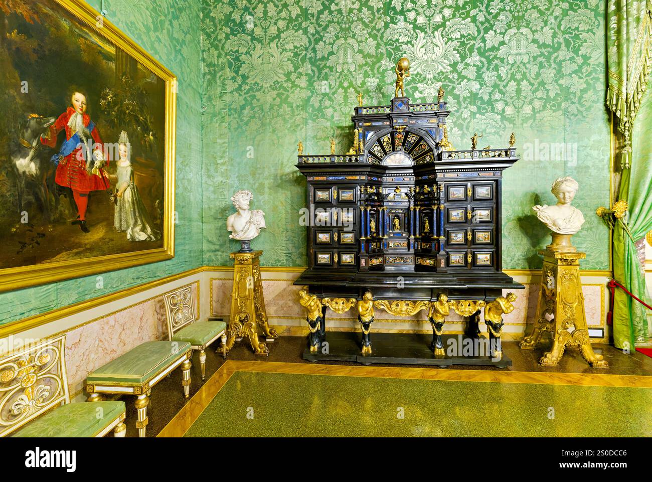 Florence Tuscany Italy. Palazzo Pitti (Pitti Palace) Museum. Palatine Gallery. The Green Room Stock Photo