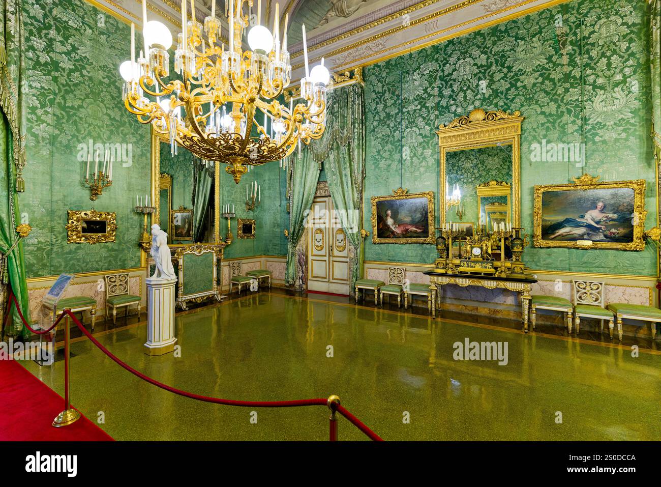 Florence Tuscany Italy. Palazzo Pitti (Pitti Palace) Museum. Palatine Gallery. The Green Room Stock Photo
