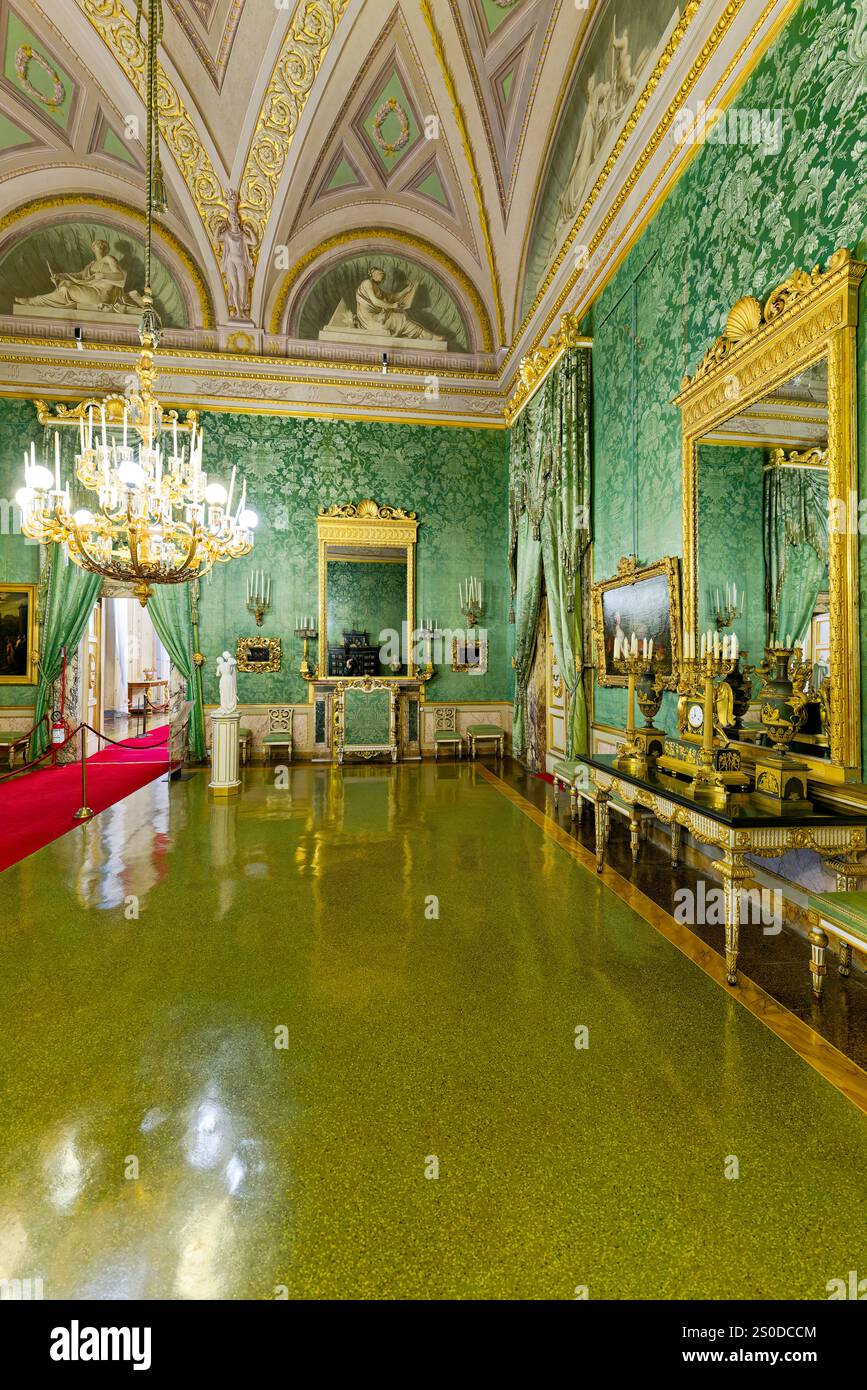 Florence Tuscany Italy. Palazzo Pitti (Pitti Palace) Museum. Palatine Gallery. The Green Room Stock Photo