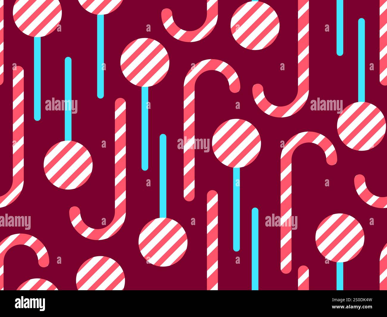 Christmas candy canes seamless pattern. Striped candy cane and lollipop. Festive Christmas sweets. Design for wallpapers, covers, wrappers and banners Stock Vector