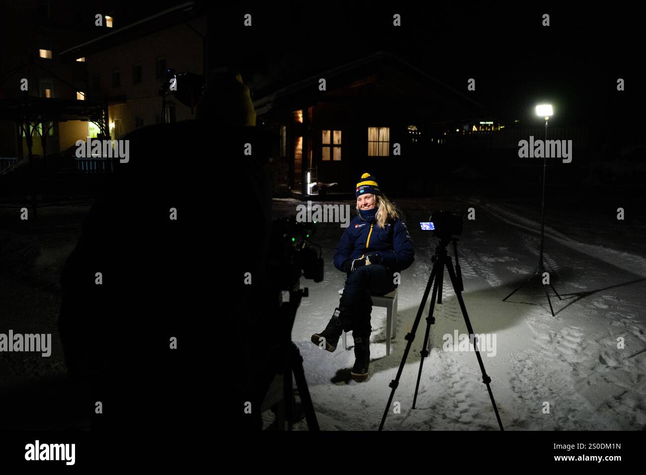 241227 Linn Svahn of Sweden during a press event with the Swedish team