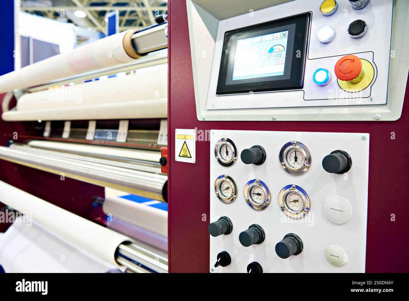 Calender for transfer printing industrial machine Stock Photo