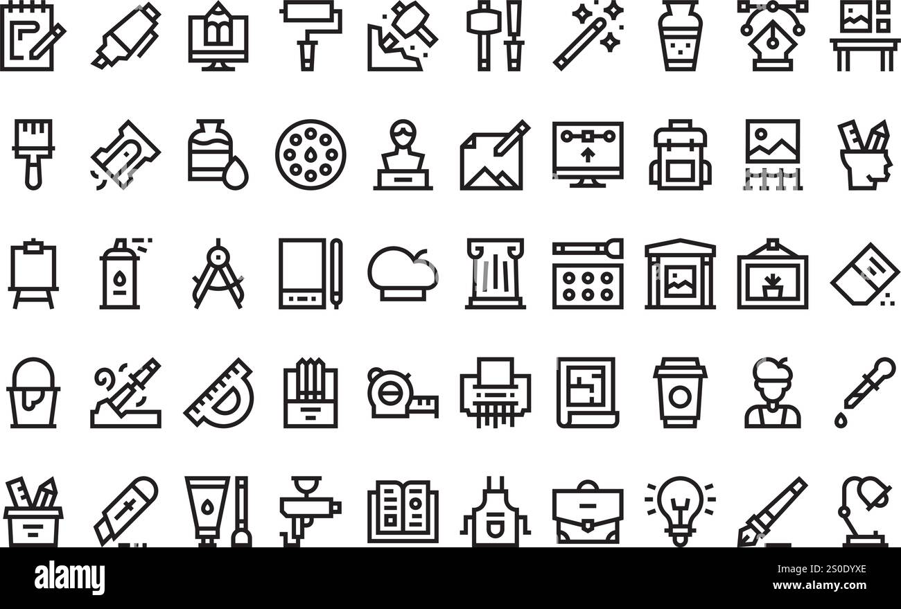 Artist studio icons high Black and White Stock Photos & Images - Alamy