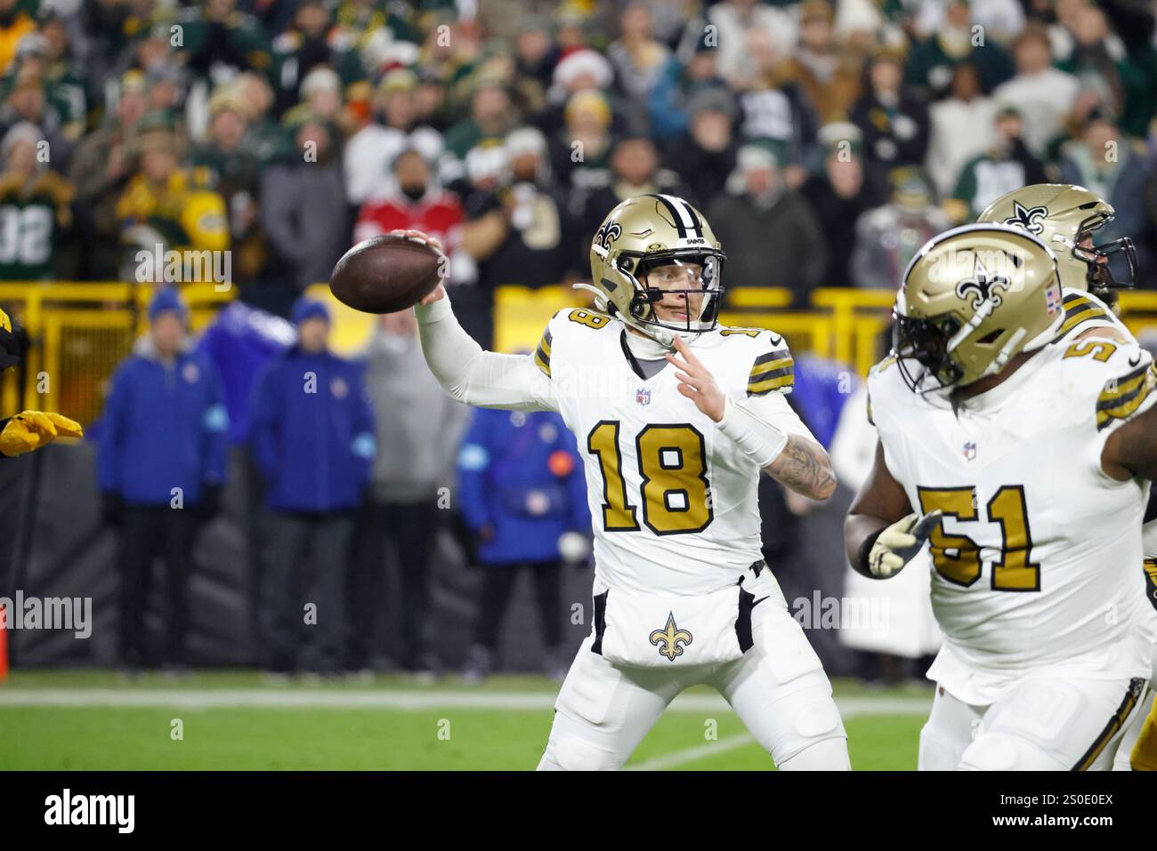 New Orleans Saints quarterback Spencer Rattler (18) during an NFL ...