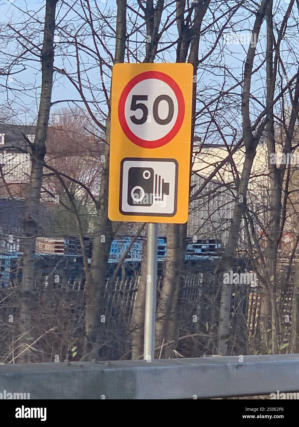 Guiseley North Yorkshire houses trees place town village countryside place sky weather Winter Christmas day place bleak clouds England old types - Smartphone Captured Stock Image