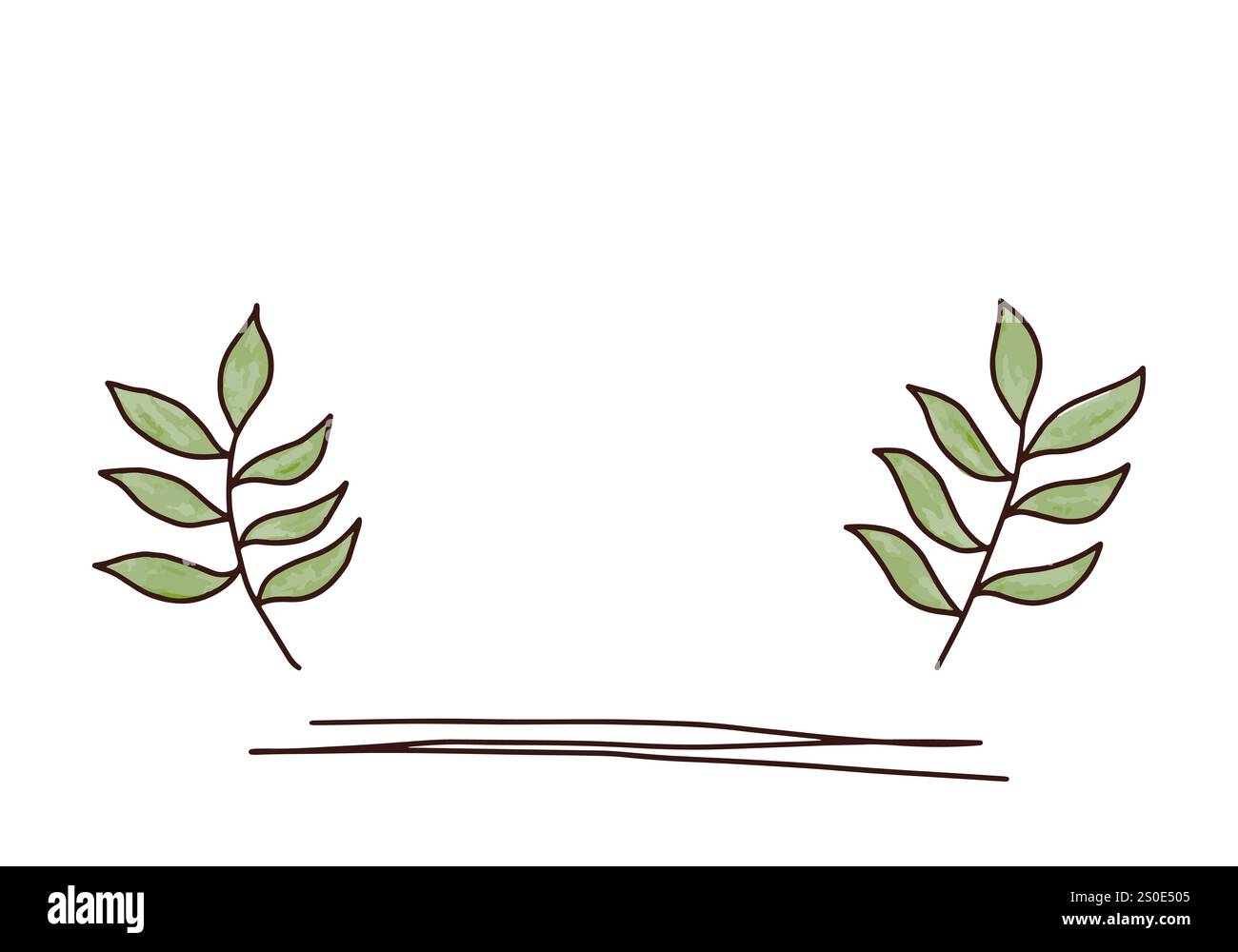 Hand drawn floral frame with doodle leaves, vector illustration Stock ...