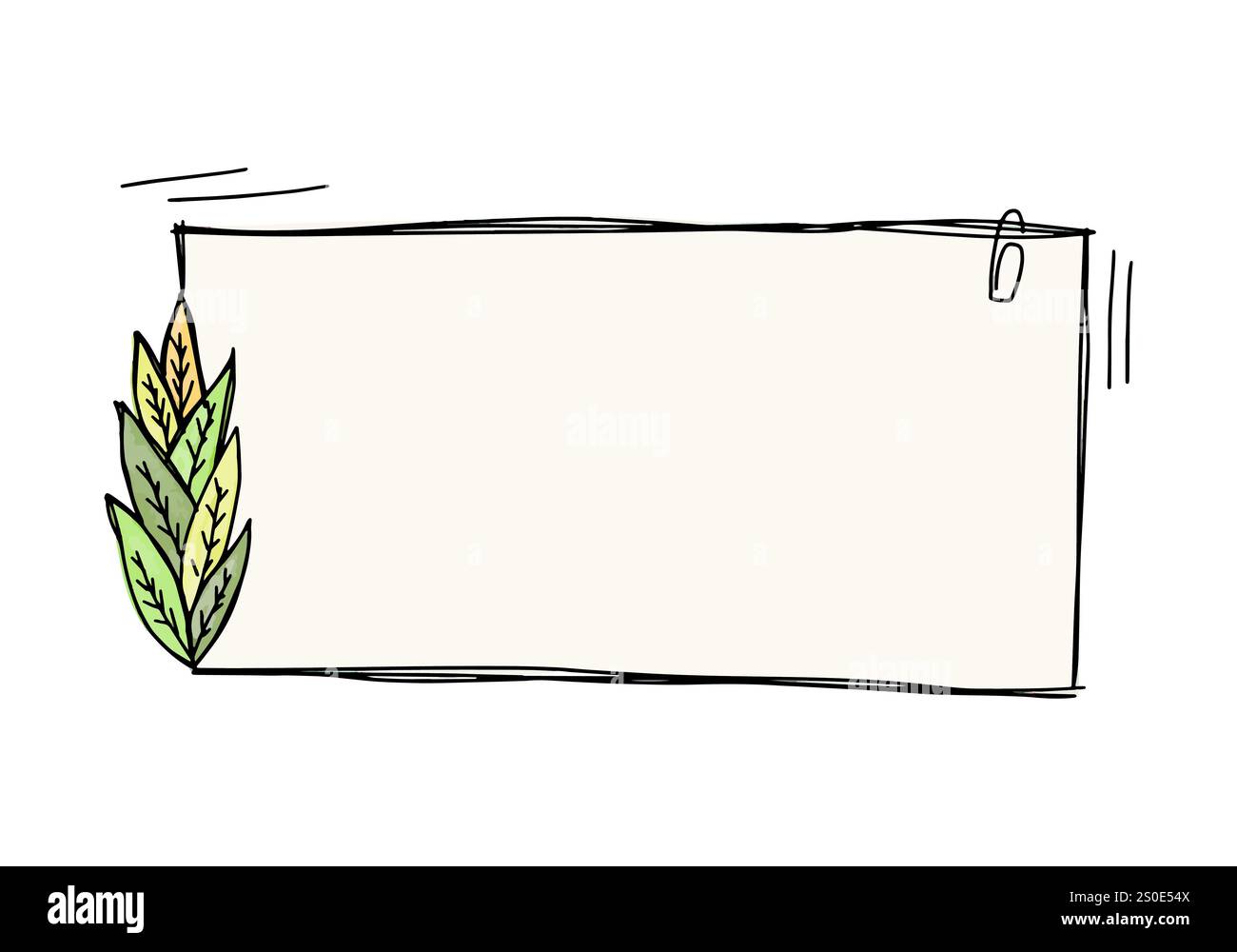 Hand drawn floral frame with doodle leaves, vector illustration Stock ...