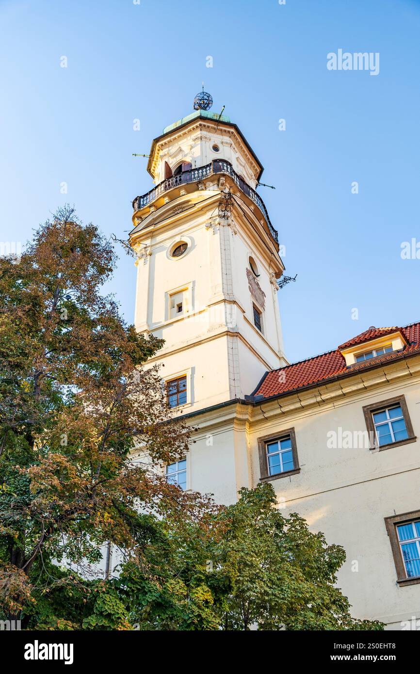 Astronomical tower of Clementinum (in Czech 'Klementinum'), historic complex of buildings house of Czech National Library and museum, Prague, Czechia Stock Photo